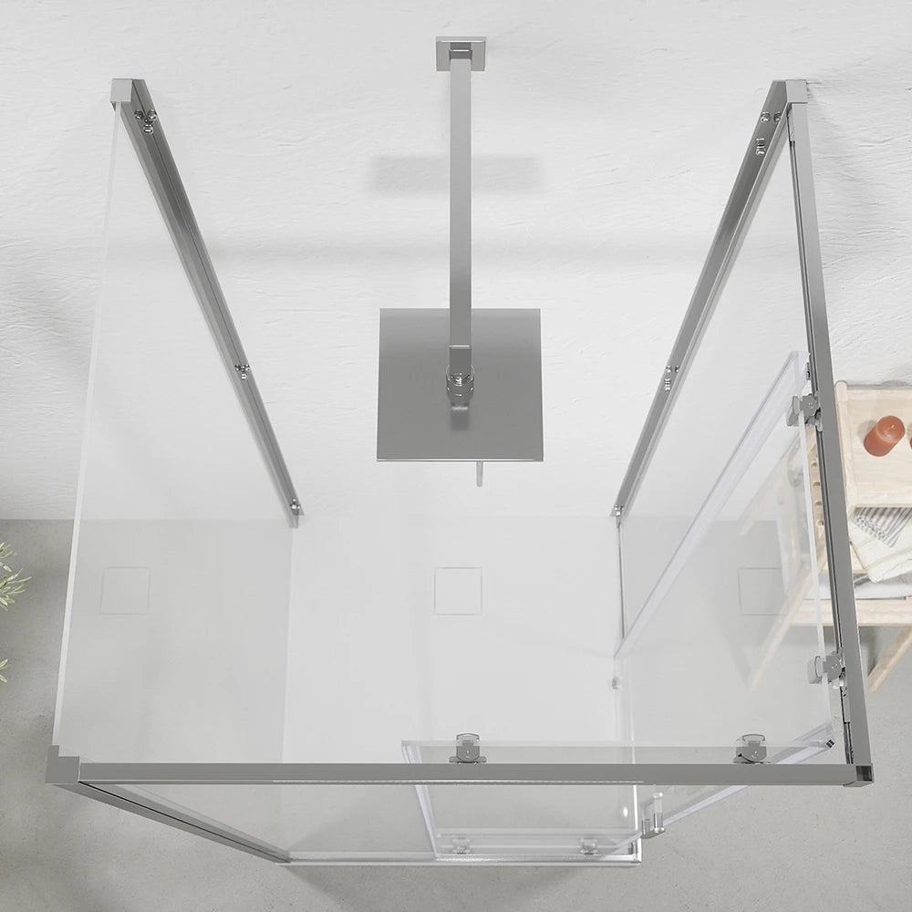 Box doccia cromato 3 lati 90x90x90 cm con doppio scorrevole h190 cm e vetro trasparente 6 mm | Tremiti