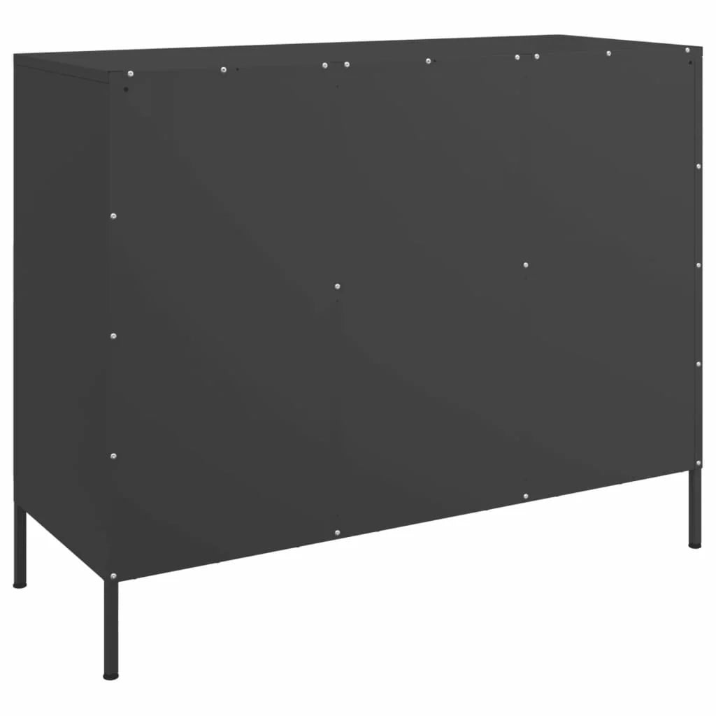 Credenza buffet cassettiera mobile contenitore organizer cucina soggiorno soggiorno 100,5 x 39 x 79 cm acciaio nero 02_0035783