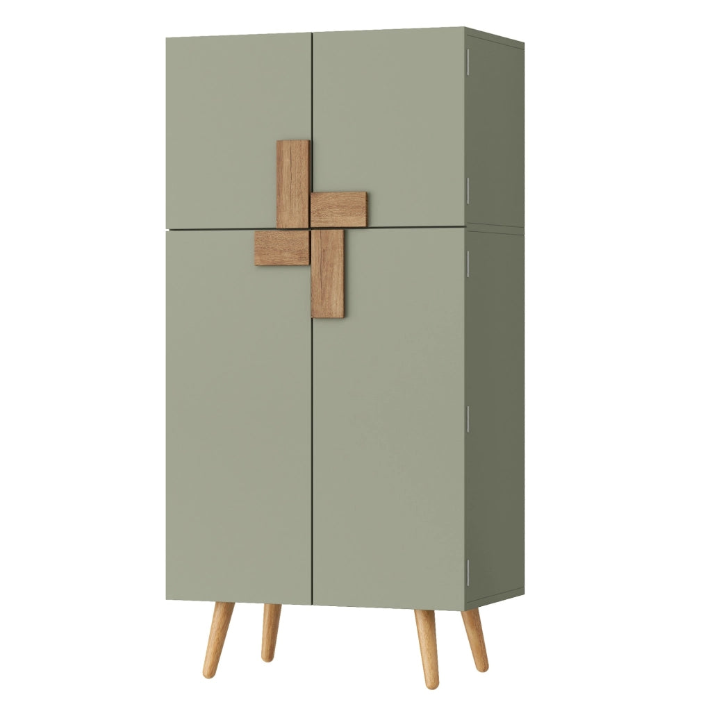 Armadio da cucina 60x35x120 cm con 4 ante e ripiani regolabili in MDF verde