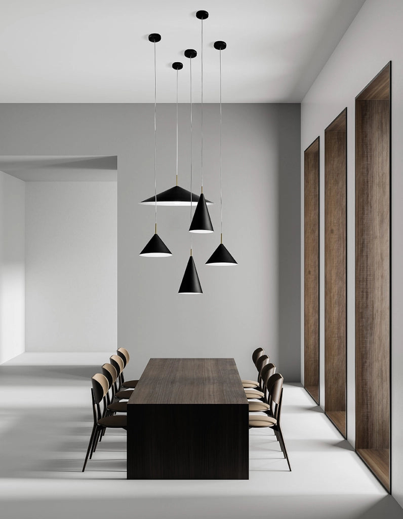 SAMOI  LAMPADARIO A SOSPENSIONE MEDIA D.26,5CM  COLORE ESTERNO NEROFINITURE BIANCO ORO ATTACCO E27