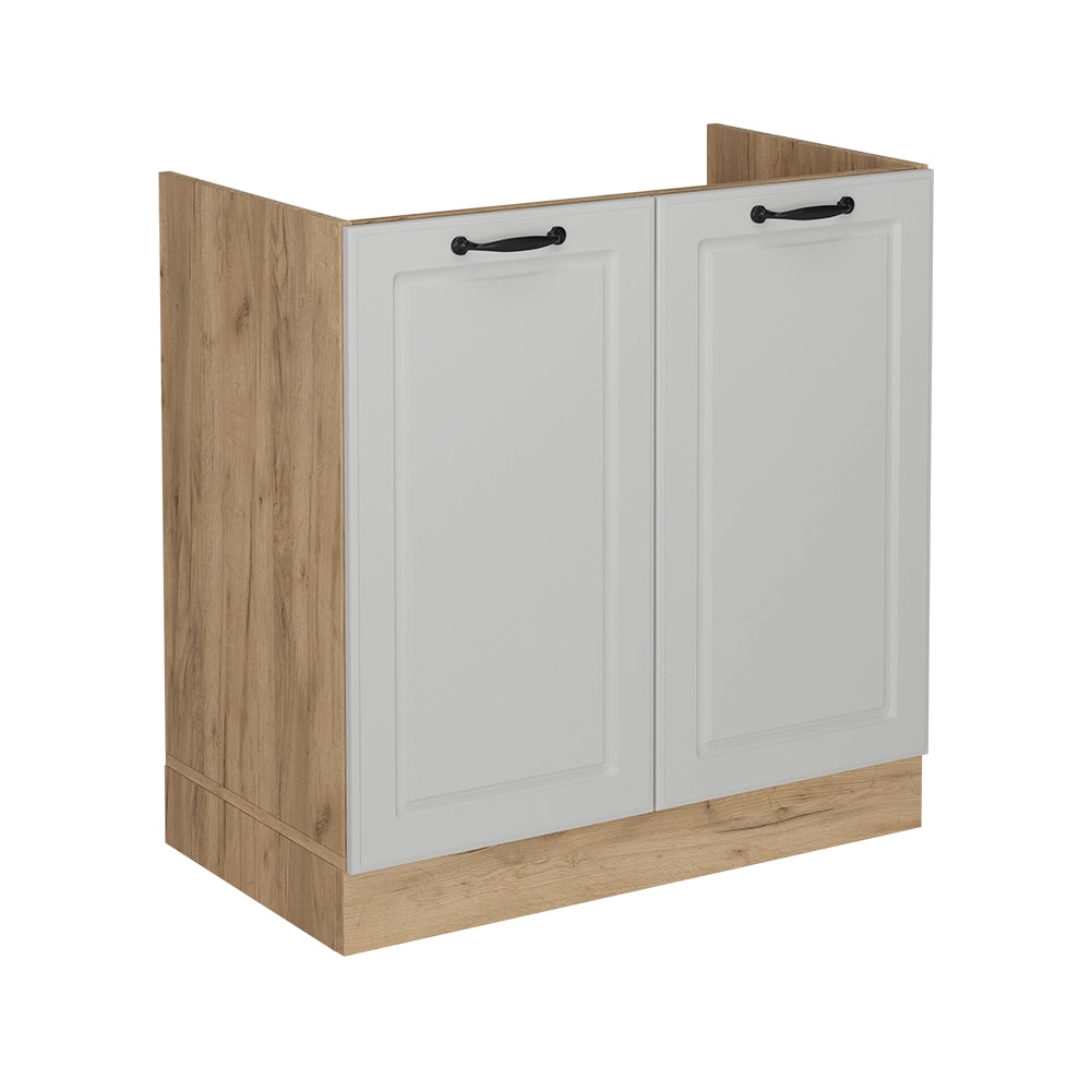 Mobile lavello cucina R-Line Bianco rustico/Rovere dorato 80 cm senza piano di lavoro Vicco