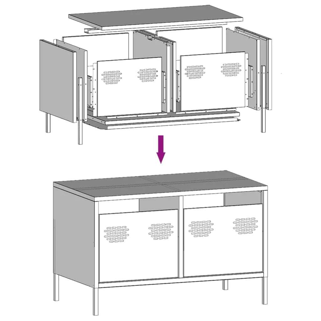 Mobile TV multimediale scaffale TV credenza TV sala da pranzo soggiorno camera da letto giallo senape 68 x 39 x 43,5 cm acciaio laminato a freddo giallo 02_0027666