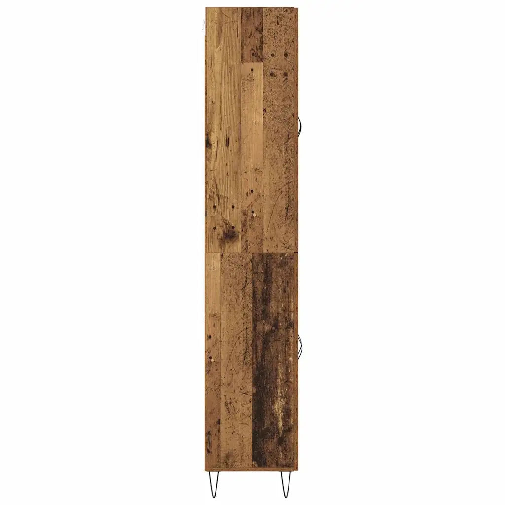 Credenza 2 pz-Set di 2 Buffet-Armadio da cucina Legno vecchio Legno ingegnerizzato e vetro 132496