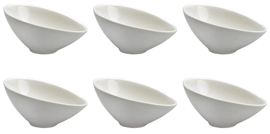 Set 6 Coppette Oblique 8x11,5x5,5 cm in Porcellana Allluminica Kaleidos Aluxina Bianche