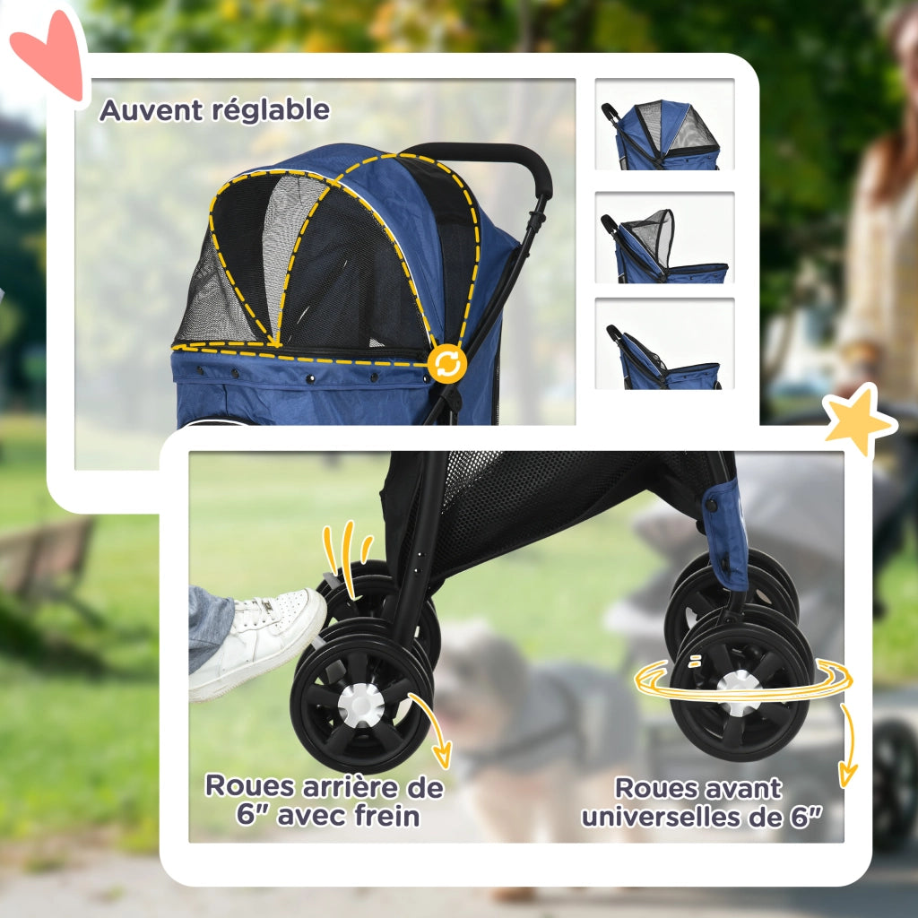 Carrello pieghevole per animali domestici ¨C zephmum ¨C blu 81x48x99 cm