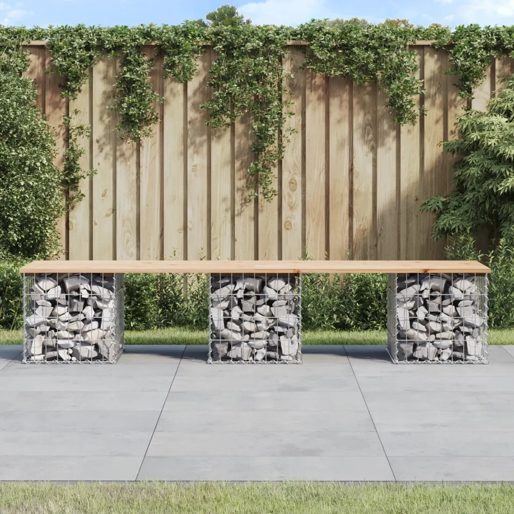 Panca Giardino Design Gabbione-Sgabello-Panca da esterno 203x44x42 cm Legno Massello Pino