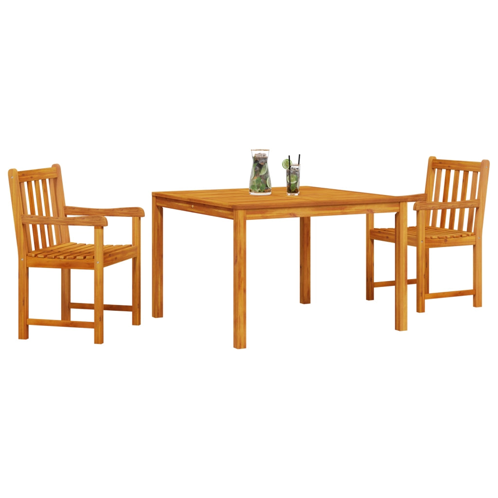 Set da pranzo per il giardino 3 pezzi in legno massello di acacia
