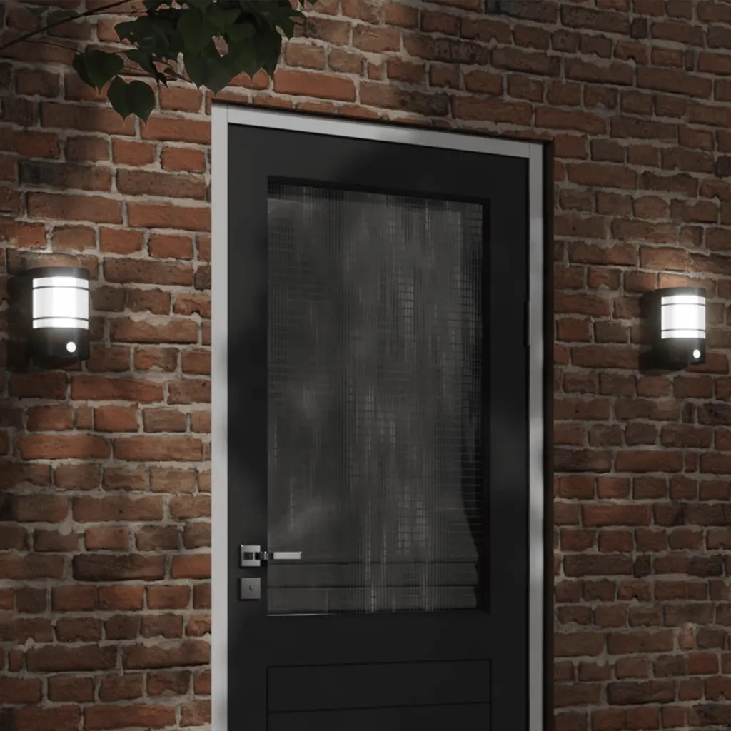 vidaXL Applique per Esterno con Sensore 2 pz Nere in Acciaio Inox