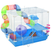 Gabbia per Criceti a 2 Livelli con Vassoio, Ruota e Serbatoio ¨C Zephmum ¨C 46x30x37 cm