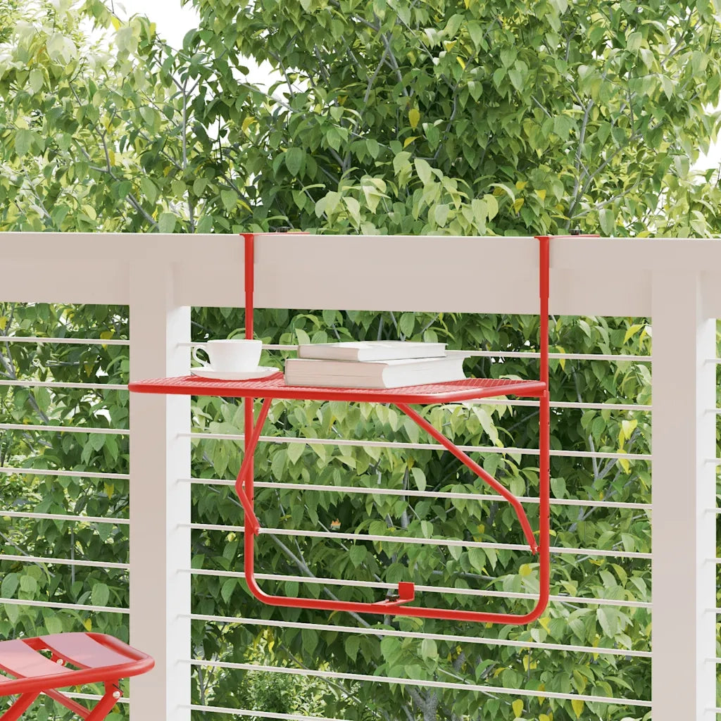Tavolo da Balcone Rosso 60x40 cm in Acciaio cod mxl 42031