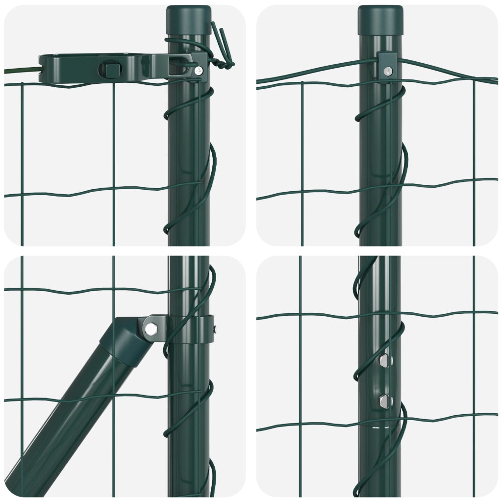 Recinzione Euro con 7 pali 1.2x10 m Acciaio zincato Verde
