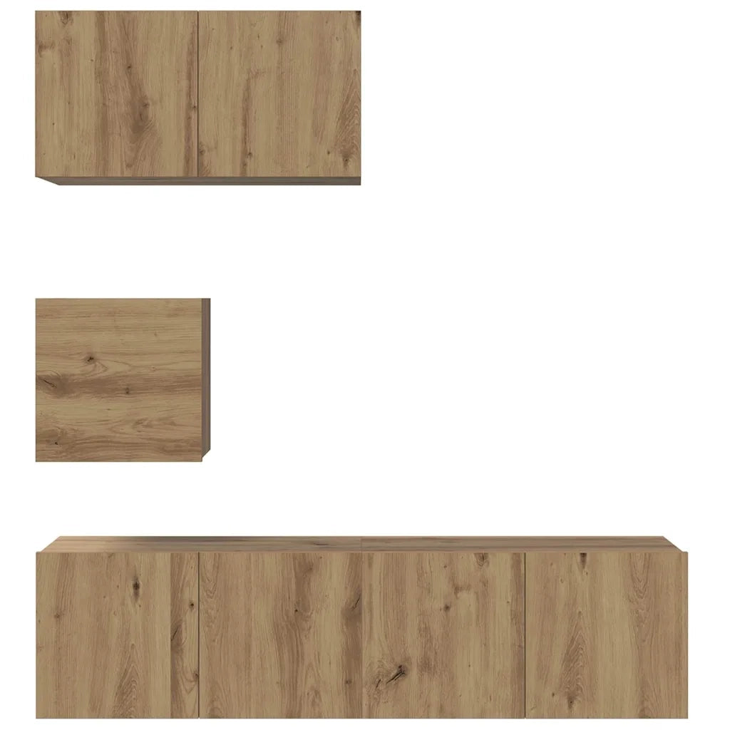 Set mobile TV 4 pcs Rovere artigianale Legno multistrato 3393149