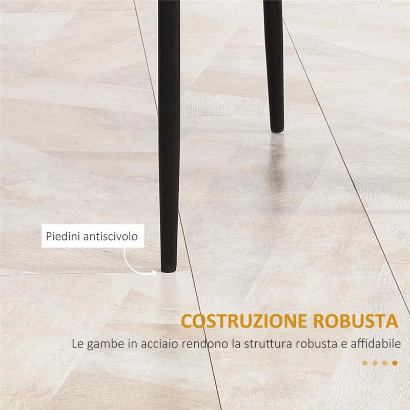 SET DI 4 SEDIE DA PRANZO CON SCHIENALE ALTO IN FINTA PELLE E ACCIAIO 41X50X97CM