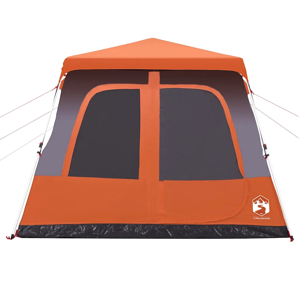 Tenda a Cupola 8 Persone-Tenda da campeggio Grigio e Arancione a Rilascio Rapido