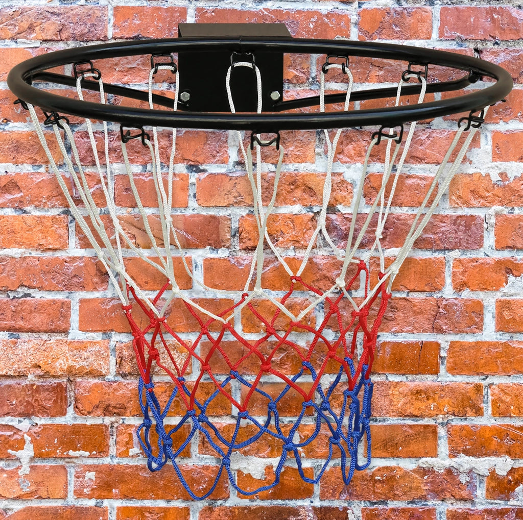 Canestro da basket da parete 45 cm nero in ferro con rete in nylon