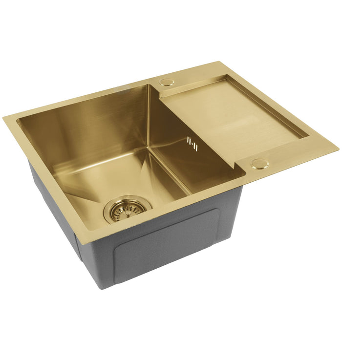 Lavello In Acciaio Paul Brush Gold con rubinetto da cucina