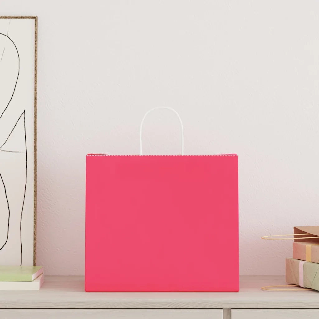 Sacchetti di Carta 250 pz con Manici Rosa 32x22x28 cm