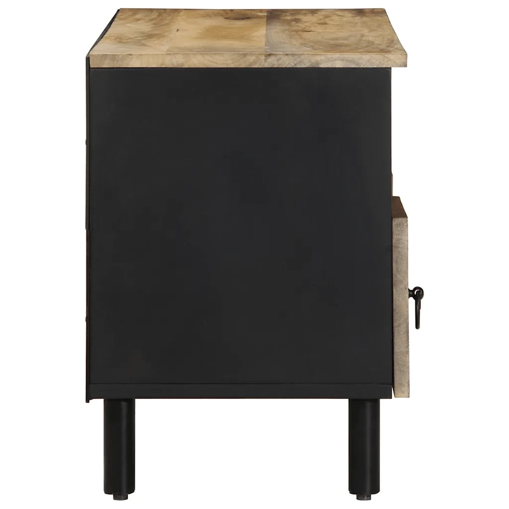 Mobile Porta TV Nero 100x33,5x46 cm Legno Massello Mango Grezzo 4018646