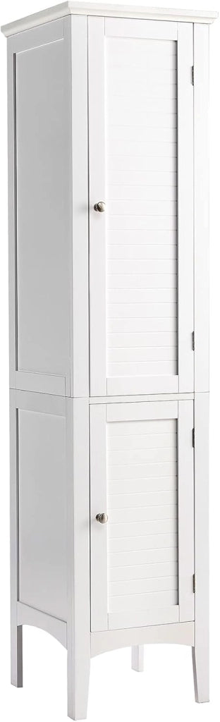 Mobile Portaoggetti da Bagno a 5 Livelli con Ante e Scomparti, Organizer per WC, Cucina e Soggiorno, 38 x 38 x 160 cm, 3 Colori