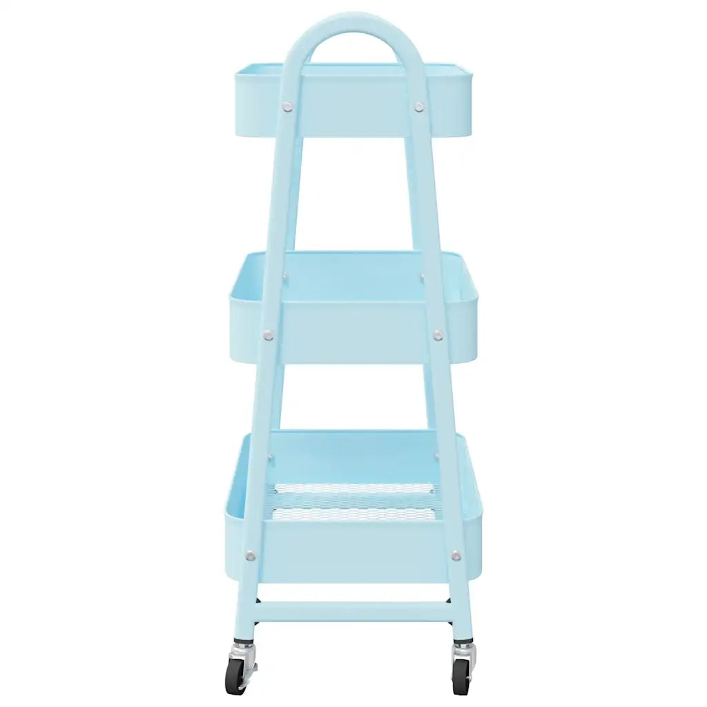 vidaXL Carrello Portaoggetti a 3 Ripiani Blu 42x41,5x77 cm in Acciaio