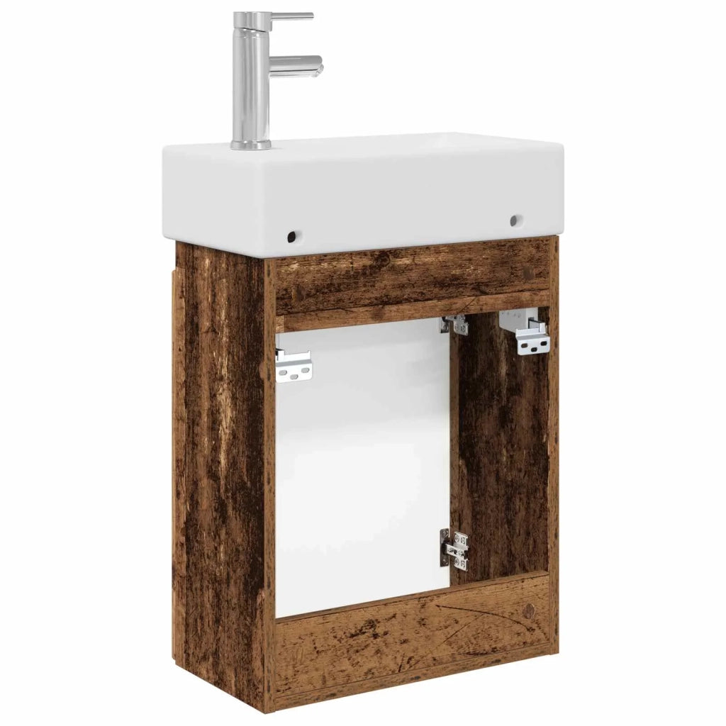Mobile bagno con rubinetto Legno antico 45,5 x 22,5 x 84 cm 889519
