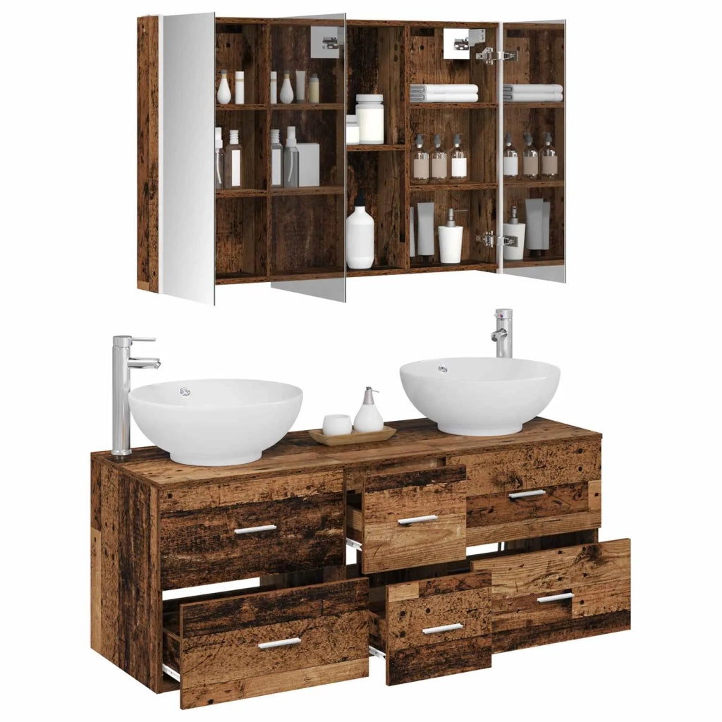 Set di mobili per il bagno 4 pcs Legno antico 3406989