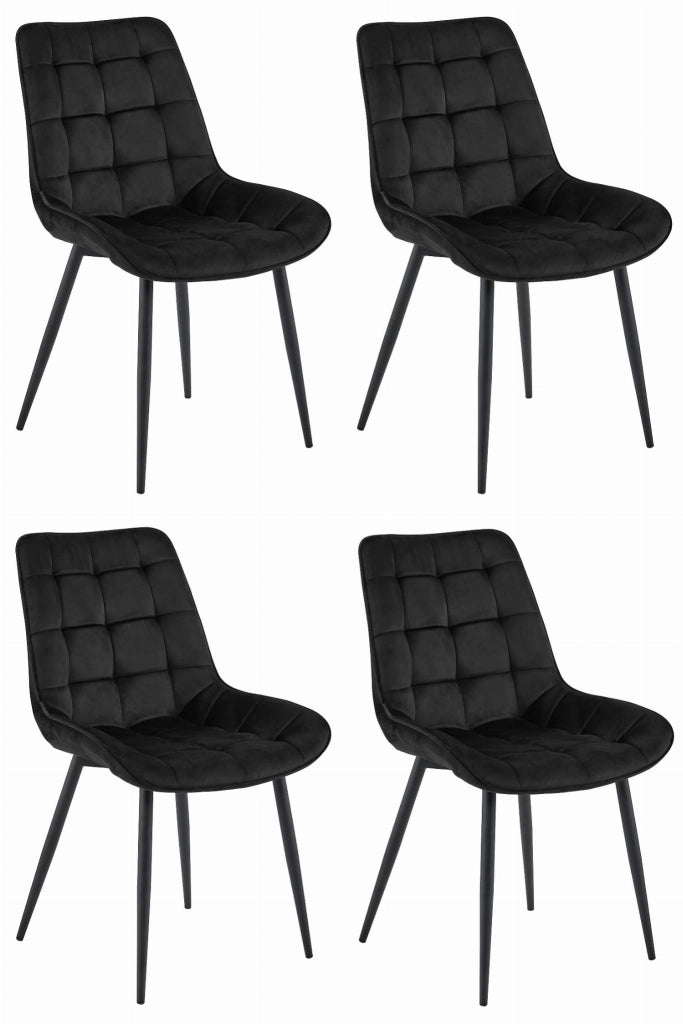 Sedia VALORA BERA - Design moderno in velluto nero per la casa x 4