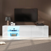 MOBILE TV 180x40x45 cm con 3 ante e LED bianco in pannello truciolare