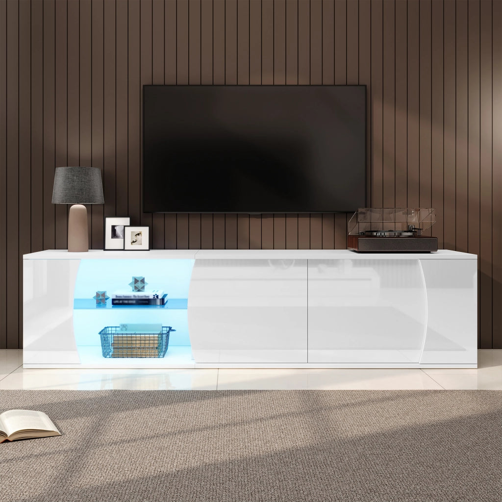 MOBILE TV 180x40x45 cm con 3 ante e LED bianco in pannello truciolare