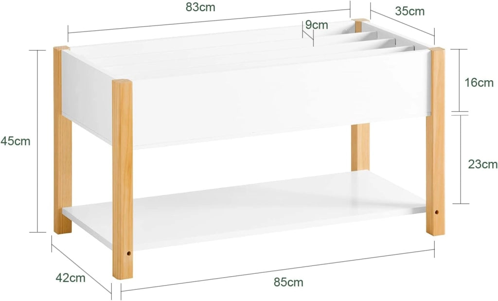 Libreria per bambini Scaffale per bambini con vani portaoggetti Scaffale portaoggetti per bambini Leggio per libri Scaffale per giocattoli bianco 85x42x45m KMB35-W