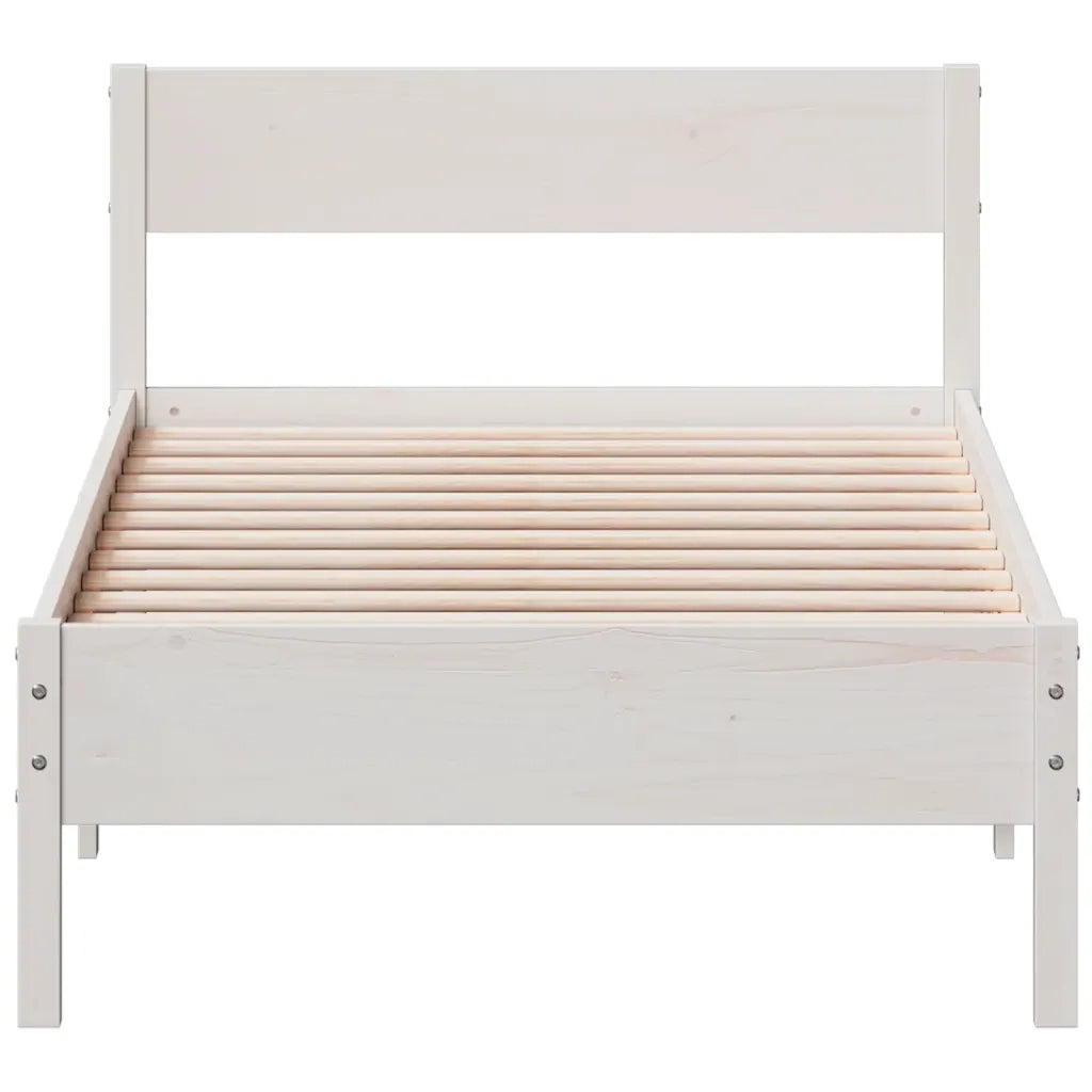 Letto senza Materasso Bianco 75x190 in Legno Massello di Pino 842783