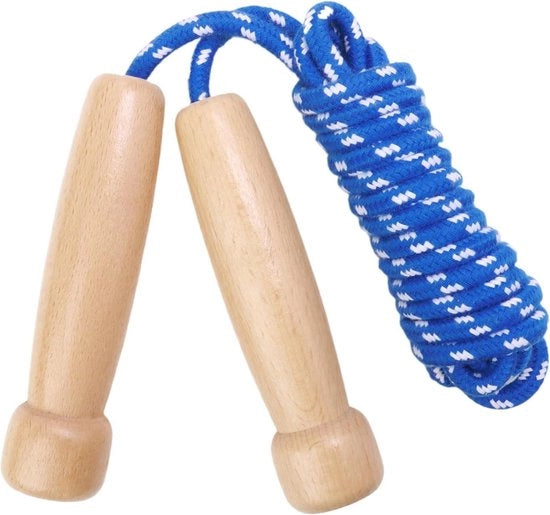 Touw per Springen con Maniglia in Legno Naturale - Larghezza Regolabile - Antiscivolo - Idoneo per Bambini e Adulti - Fitness 300 - Ideale per l'Esercizio con il Touw per Springen