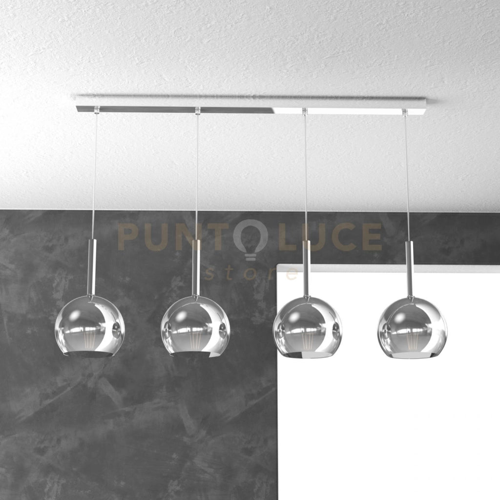 SOSP. CROMO RETTANGOLARE 4 LUCI VETRI TUTTI PICCOLO CROMO 1155CR-S4 RP-CR