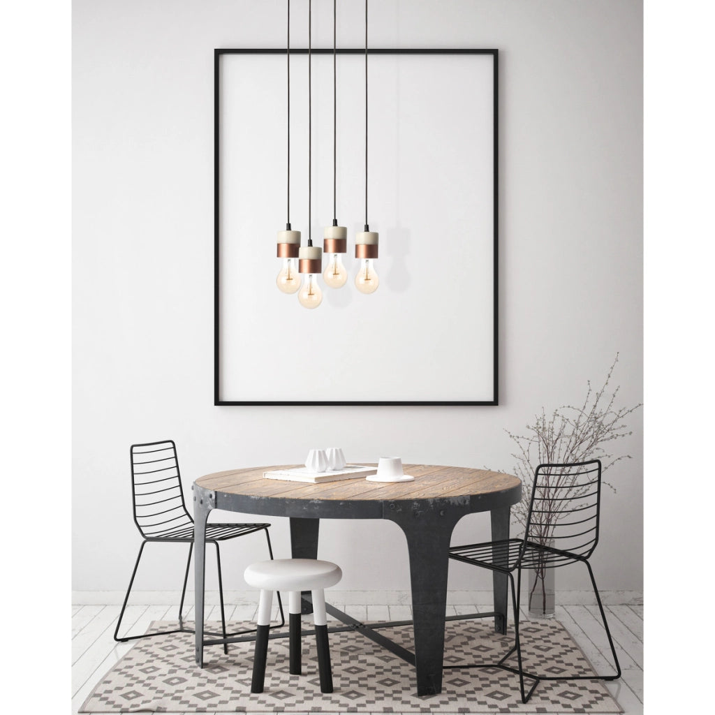 Lampada a sospensione Musica III in marmo bianco e rame