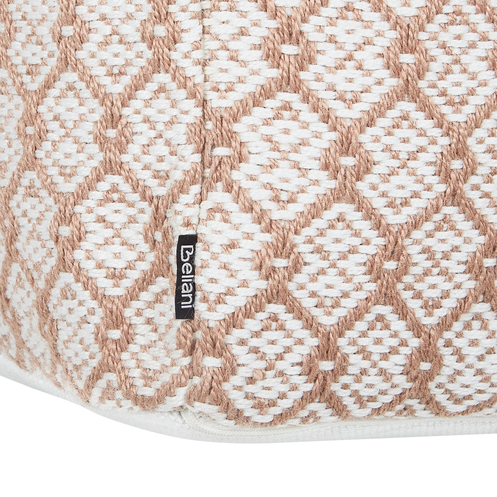Pouf da giardino in materiale sintetico beige e bianco quadrato 50 x 50 x 30 cm Pouf da esterno intrecciato a mano in stile Boho
