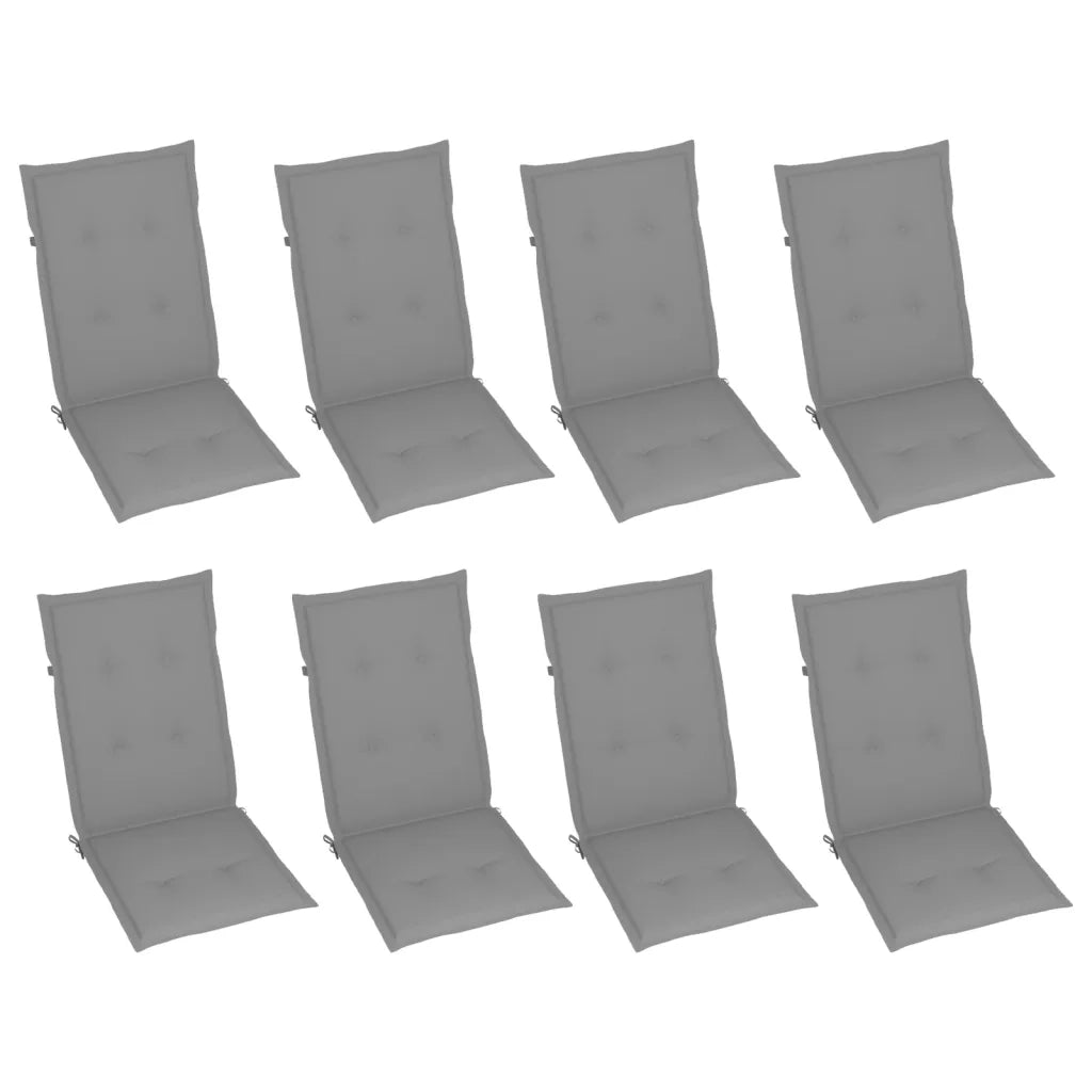 Sedie Giardino Reclinabili 8pz Cuscini Massello Acacia Grigio cod mxl 15206