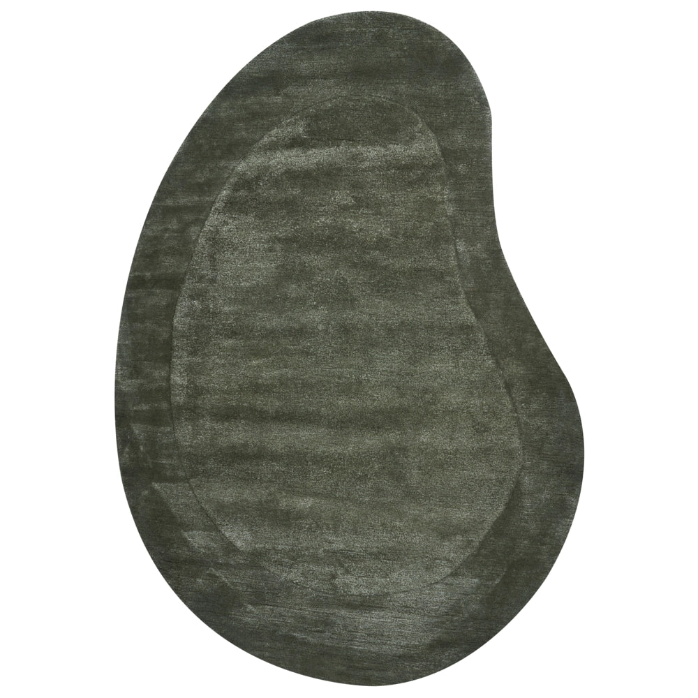 Tappeto in viscosa organico a forma di fagiolo verde scuro 160 x 230 cm soggiorno camera da letto