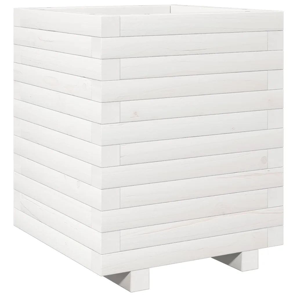 Fioriera da Giardino-Vaso da Esterno Bianca 40x40x49,5cm Legno Massello di Pino