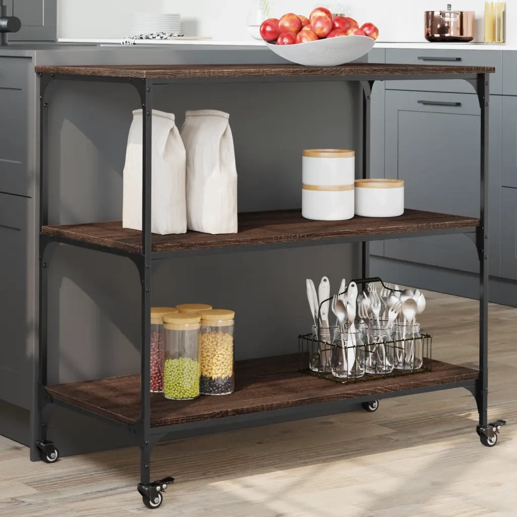Carrello Cucina Rovere Marrone 102x50x95 cm Legno Multistrato CFW5741053