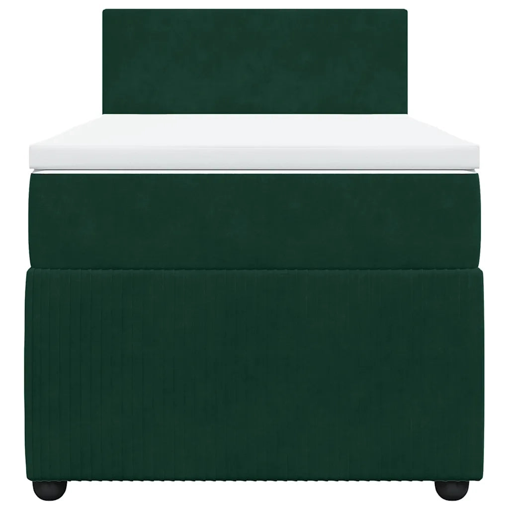 Giroletto a Molle con Materasso Verde Scuro 90x190 cm Velluto