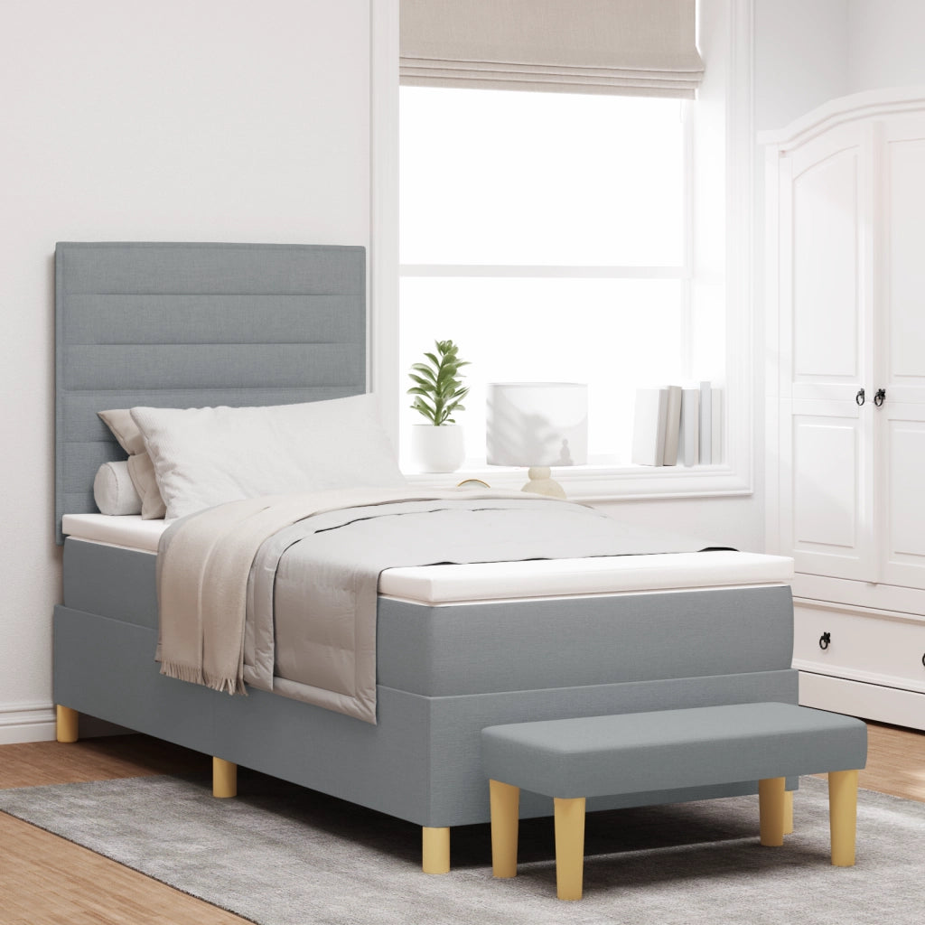 Letto a Molle con Materasso e Panchina Grigio Chiaro 100x200 cm Tessuto