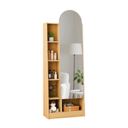 Armadio con specchio e ripiani regolabili per ingresso in MDF 165x60x28 cm naturale