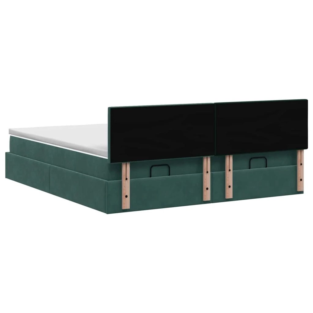 Letto ottomano con materasso 2 pz Verde Scuro Velluto 3456777