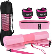 Barbell Squat Pad per squat e hip thrust - allenamento con pesi - allenamento con schiuma - con 2 cinture di sostegno e cintura di resistenza - conforme alle norme Olimpiche - con borsa di trasporto