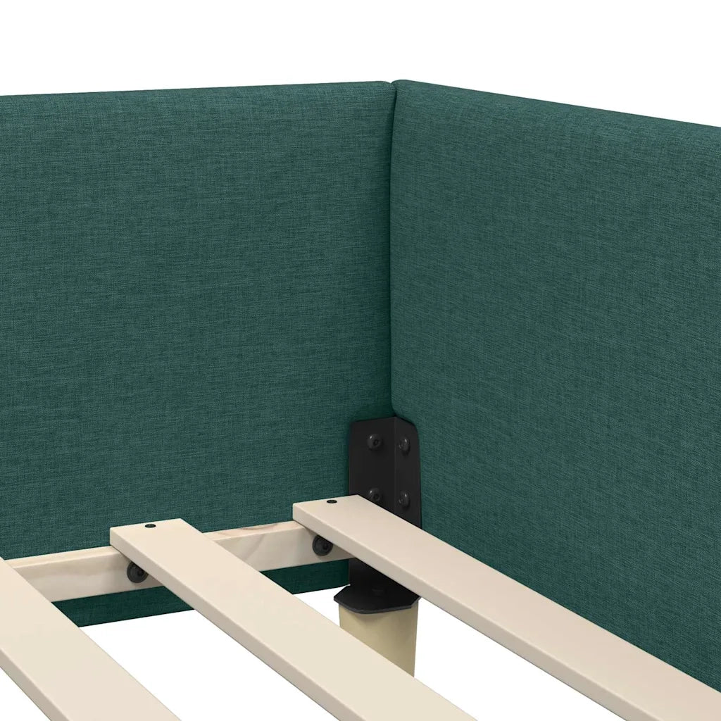 Cornice del letto ad angolo Verde Scuro 90 x 190 cm Tessuto 42016113