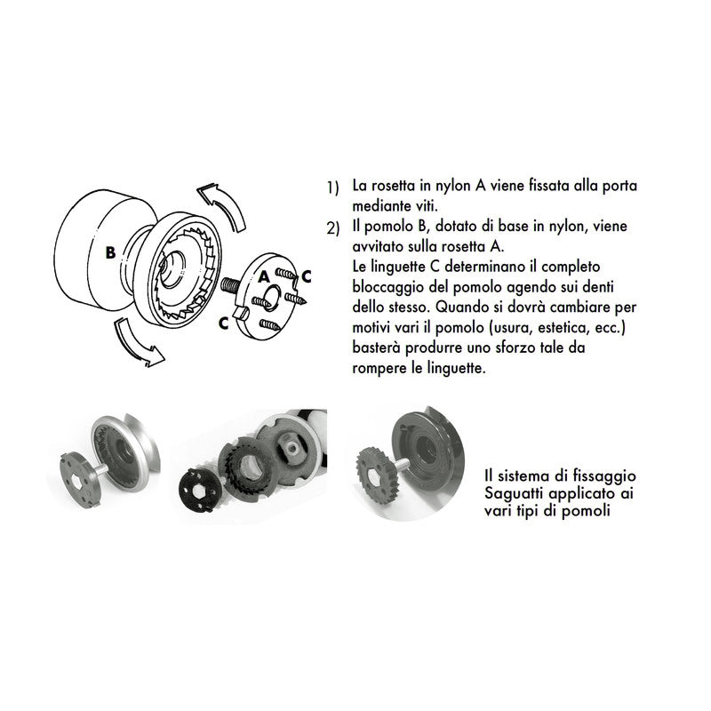 Pomolo fisso per porta SAGUATTI 866/80YAB in alluminio grigio opaco