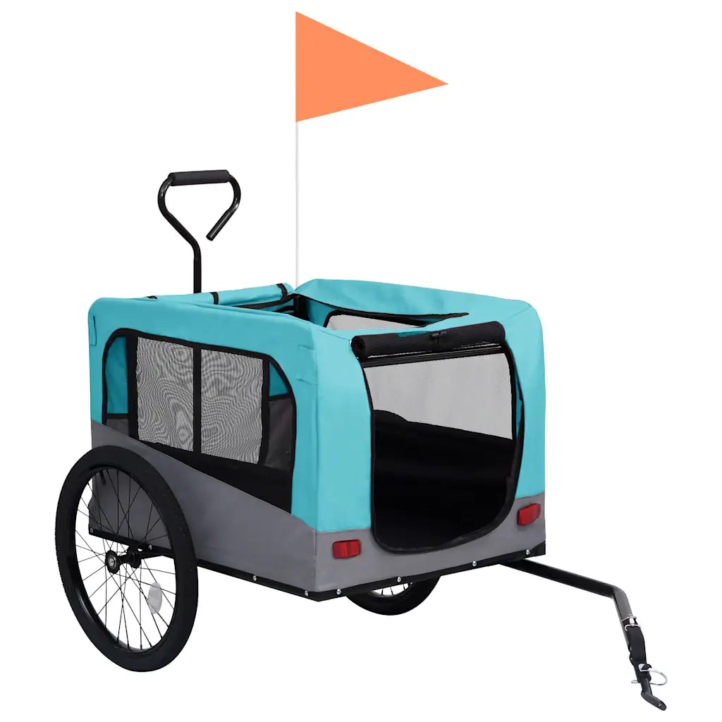 Rimorchio Bici per Animali Carrello Jogging 2in1 Blu e Grigio 92441