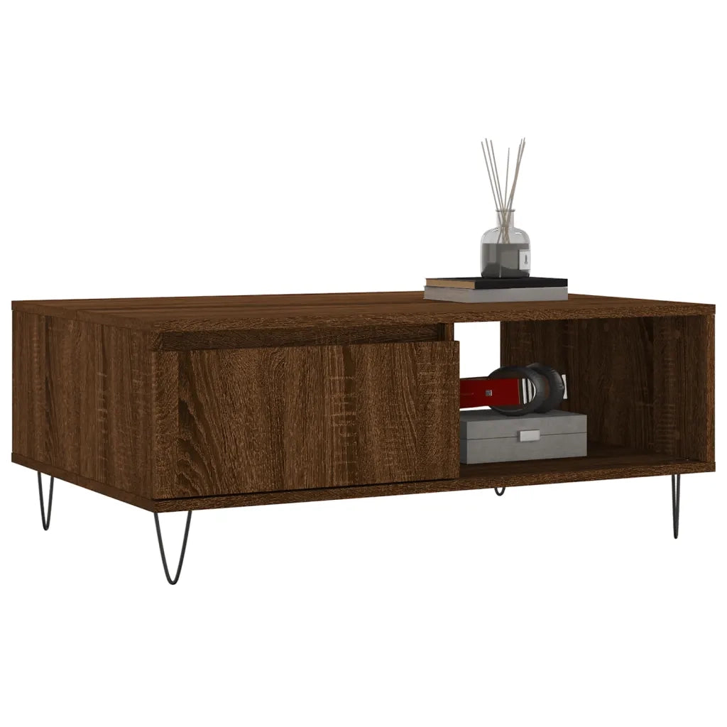 Tavolino da Salotto-Tavolino da soggiorno-Tavolo Rovere Marrone 90x60x35cm Legno Multistrato 850525