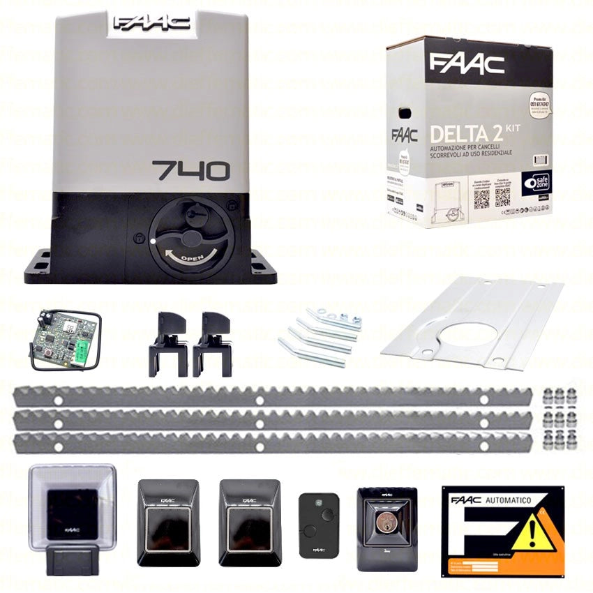 FAAC DELTA 2 740 KIT 3 MT CREMAGLIERA METALLO AUTOMAZIONE CANCELLO SCORREVOLE df