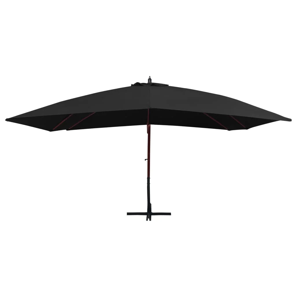 Ombrellone a sospensione con palo in legno 400 x 300 cm nero 02_0008714